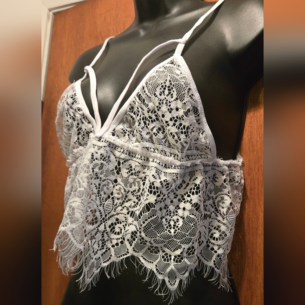 Free People Black & White Lace Bralette Duo SzM X2 - Picture 2 of 12